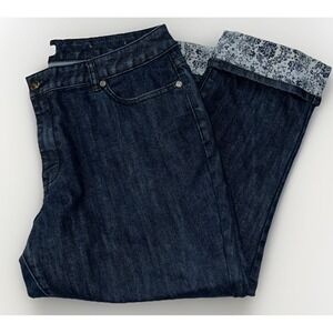 Women's Coldwater Creek Cropped Jeans‎ Floral Cuffed Sz 14 No Pilling